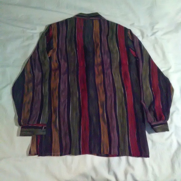 HOT STUFF SHEAR MULTI-COLORED STRIPES BLOUSE XL - Picture 2 of 3